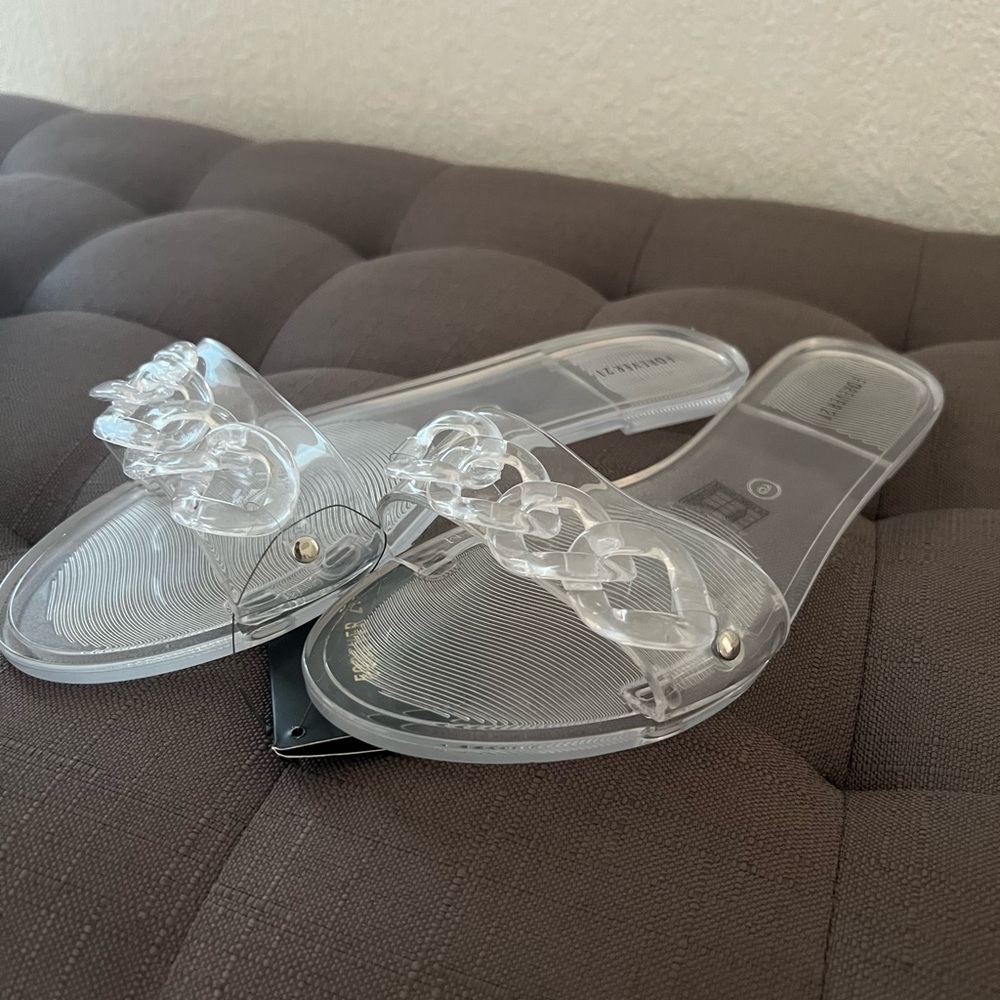 Forever 21 Clear Chain Slide Sandals